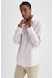 Defacto Slim Fit Polo Yaka Keten Görünümlü Uzun Kollu Gömlek N9066AZ23SMPN616