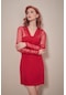 Fullamoda Basic Tül Detaylı Mini Elbise- Kırmızı 24YGB5949205243-Kırmızı