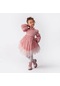 Fransız Dantelli Tüllü Kız Çocuk Elbise - Pembe