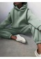 Kadınlar İçin Şık Düz Takımlar Kadınlar İçin Sıcak Kapşonlu Sweatshirtler Ve Uzun Pantolon Moda İki Parçalı Takımlar Kadın Sweatshirt Takımları Yeşil