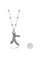 Gms Swarovski Crystal Taşlı Top Zincir Mercan Gümüş Kadın Gümüş Kolye-163858 Gümüş