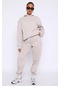 The Champ Clothing White Fox Kadın Taş Bel Lastikli Cepli Pembe Vol 3 Baskılı Paça Lastikli Eşofman Alt Taş Rengi