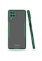 Kilifone - Samsung Uyumlu Galaxy M12 - Kılıf Kenarı Renkli Arkası Şeffaf Parfe Kapak - Koyu Yeşil