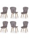 Haman 6 Adet Incebelli Serisi Ahşap Gürgen Ayaklı Mutfak Sandalyeleri Gri