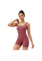 Spor Sıkı Kalça Kaldırma Yoga Bodysuit Açık Kırmızı