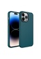 Noktaks - İphone Uyumlu İphone 13 Pro - Kılıf Metal Çerçeve Ve Buton Tasarımlı Silikon Luna Kapak - Koyu Yeşil