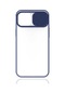 Kilifone - İphone Uyumlu İphone 12 - Kılıf Slayt Sürgülü Arkası Buzlu Lensi Kapak - Lacivert