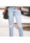 Yyfs Kadın Modası Yırtık Denim Günlük Pantolon Pantolon Ve Kapriler Açık Mavi