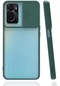 Oppo A96 4g Kılıf Lopard Slayt Sürgülü Kamera Korumalı Renkli Silikon Kapak - Koyu Yeşil