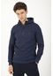 Maraton Sportswear Comfort Erkek Kapşonlu Uzun Kol Basic Açık Lacivert Sweatshirt 21339-açık Lacivert