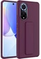 Noktaks - Huawei Honor 50 Uyumlu - Kılıf Mat Koruyucu El Tutacaklı Stand Olabilen Qstand Kapak - Mürdüm