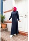 Kısa Nevrül Detaylı Sade Basic Uzun Büyük Beden Spor Elbise - 12025 - Lacivert-lacivert