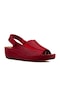 Aryan Kırmızı Kadın Dolgu Topuk Cırtlı Lastikli Sandalet Kırmızı