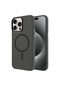 Noktaks - iPhone Uyumlu 15 Pro - Kılıf Sert Kablosuz Şarj Destekli Buzlu C-pro Magsafe Kapak - Siyah