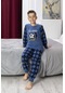 Yeni Sezon Sonbahar/kış Erkek Çocuk Top Desenli Polar Pijama Takımı 4512-indigo