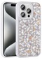 Noktaks - İphone Uyumlu İphone 15 Pro - Kılıf Parlak Parıltılı Taşlı Şık Linea Kapak - Beyaz