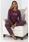Fawn 5019 Peluş Welsoft Polar Kışlık Yumoş Kadın Pijama Takımı Love Lila