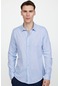 Tudors Slim Fit Uzun Kol Apoletli Keten Düz Erkek Mavi Gömlek-27016-mavi