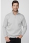 Tudors Pamuklu Dik Yaka Fermuarlı Taş Unisex Sweatshirt-29416-taş