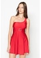C&city Tek Omuz Elbise Mayo 7511 Kırmızı-kırmızı