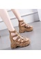 Kahverengi Tuınanle Kadın Platform Sandalet Kadın Ayakkabı Yumuşak Kadın Ayakkabı Yaz Leisuer Takozlar Plaj Ayakkabısı