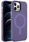 iPhone Uyumlu 12 Pro Kılıf Magsafe Destekli Buzlu Transparan C-pro Sert Arka Kapak - Derin Mor