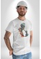 Zombi İskelet Kendine Yumruk Unisex Unisex Beyaz Organik Baskılı T-shirt Penye Yüksek Kalite Beyaz
