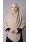 Koyu Bej Pratik Hazır Geçmeli Tesettür Eşarp Medine İpeği Bağcıklı Çift Katlı Sufle Hijab 2302 44