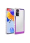 Ekılıf - Xiaomi Redmi Note 11 Global Uyumlu - Kılıf Simli Ve Renk Geçiş Tasarımlı Lens Korumalı Park Kapak - Mor-pembe