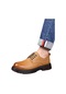 Ikkb Sonbahar Trendi Kalın Tabanlı Günlük Erkek Oxford Ayakkabı, Sarı Kahverengi