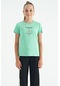 Tommy Life Su Yeşili O Yaka Baskı Detaylı Rahat Kalıp Kız Çocuk T-shirt - 75129 Su Yeşili