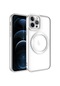 Noktaks - iPhone Uyumlu 12 Pro Max - Kılıf Kablosuz Şarj Destekli Setro Silikon Kapak - Gümüş