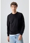 Tommy Life Siyah Pamuk Yumuşak Dokulu Standart Fit Basic Erkek Sweatshirt - 88363 Siyah