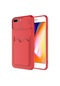 Noktaks - iPhone Uyumlu 8 Plus - Kılıf Slayt Sürgülü Kart Bölmeli Kartix Kapak - Kırmızı