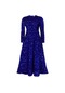 Yeni Kadın Yuvarlak Yakalı Uzun Kollu Pullu Yüksek Bel Orta Uzunlukta Elbise - Koyu Mavi