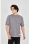 Unisex Jakar Kumaş Rahat Kol T-shirt - Gri Gri