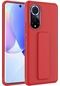 Noktaks - Huawei Honor 50 Uyumlu - Kılıf Mat Koruyucu El Tutacaklı Stand Olabilen Qstand Kapak - Kırmızı