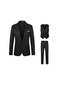 Mengtuo Erkek Rahat 3 Parçalı Takım Elbise - Siyah