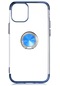 Tecno - İphone Uyumlu İphone 12 Mini - Kılıf Yüzüklü Kenarları Renkli Arkası Şeffaf Gess Silikon - Siyah