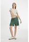 Defacto Coool Regular Fit Normal Bel Kısa Paça Gabardin Şort D1006AX24SMGN1102 Yeşil