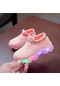 Pembe Çocuk Bebek Kız Erkek Mektup Örgü Led Işıklı Çorap Spor Run Spor Ayakkabı Rahat Ayakkabılar