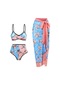 Kadın Avrupa Ve Amerikan Bağcıklı Bölünmüş Plaj Bikini 3 Parçalı Takım Elbise Pembe A Tarzı