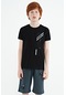 Tommy Life Siyah Baskı Detaylı O Yaka Standart Kalıp Erkek Çocuk T-shirt - 11131 Siyah