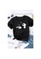 Çocuk Sleep Panda Baskılı Pamuklu Tshirt Siyah