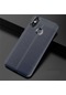 Tecno-Xiaomi Mi A2 Lite - Kılıf Deri Görünümlü Auto Focus Karbon Niss Silikon Kapak - Lacivert