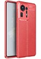 Noktaks - Xiaomi Uyumlu Xiaomi Mi Mix 4 - Kılıf Deri Görünümlü Auto Focus Karbon Niss Silikon Kapak - Kırmızı