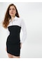 Koton Gömlek Detaylı Mini Straplez Elbise Slim Fit Uzun Kollu Siyah 4sal80092ıw 4SAL80092IW999
