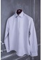 Erkek Slim Fit Uzun Kol 6 Drop Gri Gömlek-gri