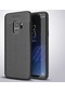 Noktaks - Samsung Galaxy Uyumlu S9 - Kılıf Deri Görünümlü Auto Focus Karbon Niss Silikon Kapak - Siyah