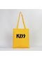 Kiss Logo 2 Sarı Gabardin Bez Çanta